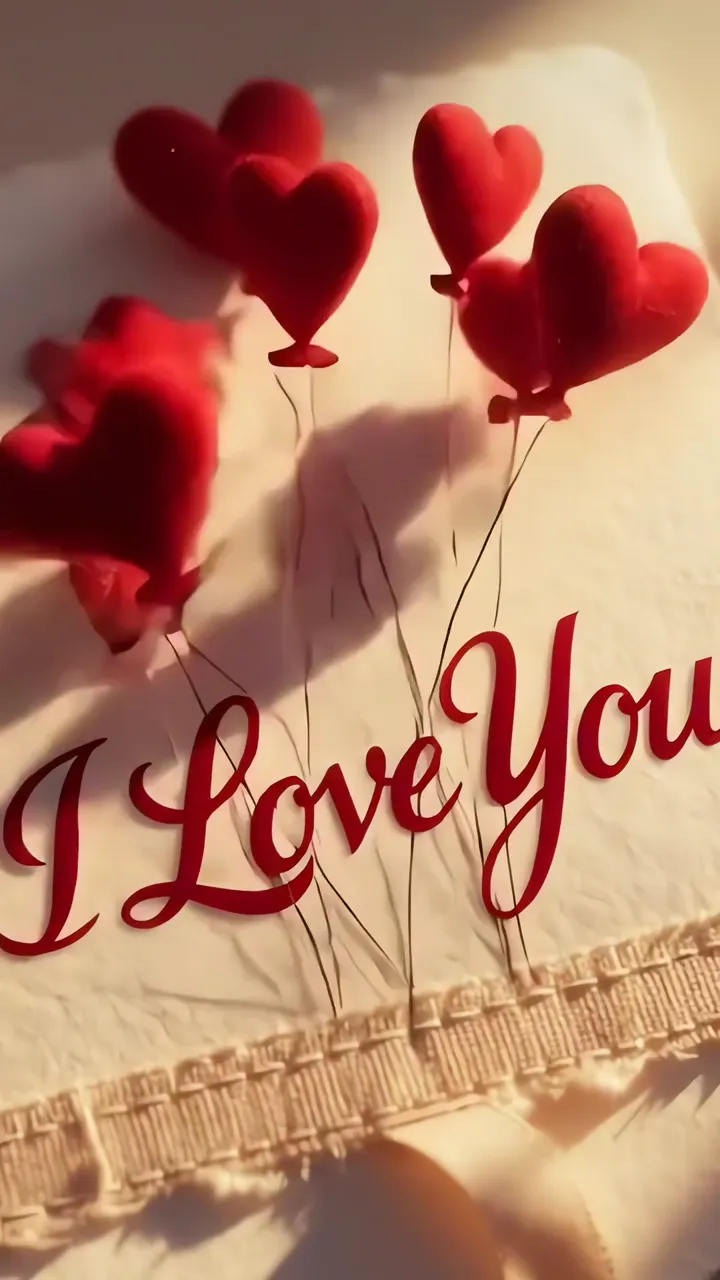 Red Heart Balloons Floating With I Love You Text