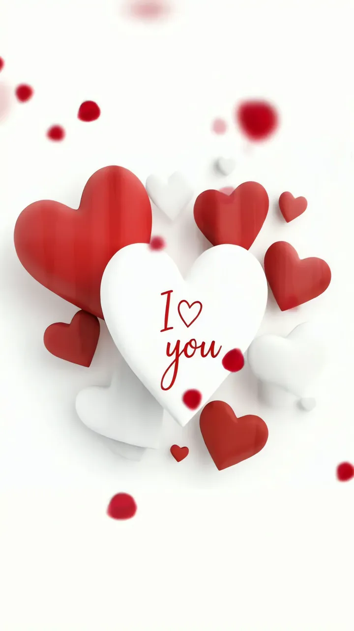 I Love You Heart With Red And White Hearts Floating