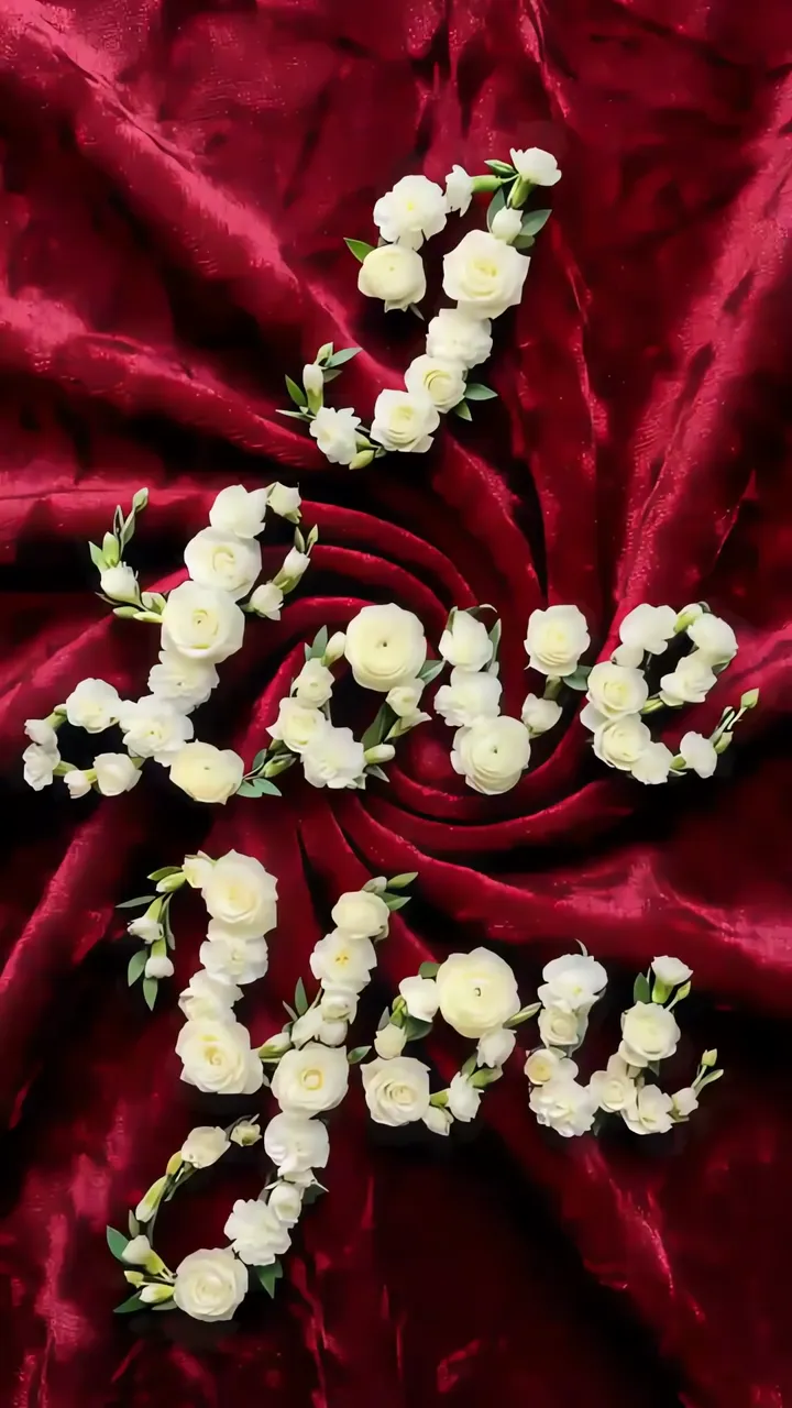 Love Word Art With White Roses On Red Velvet