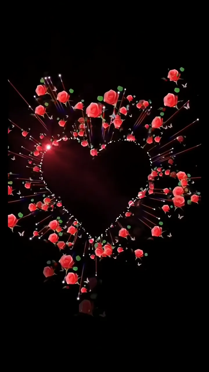 Red Roses Forming Heart Shape With Sparkle Animation