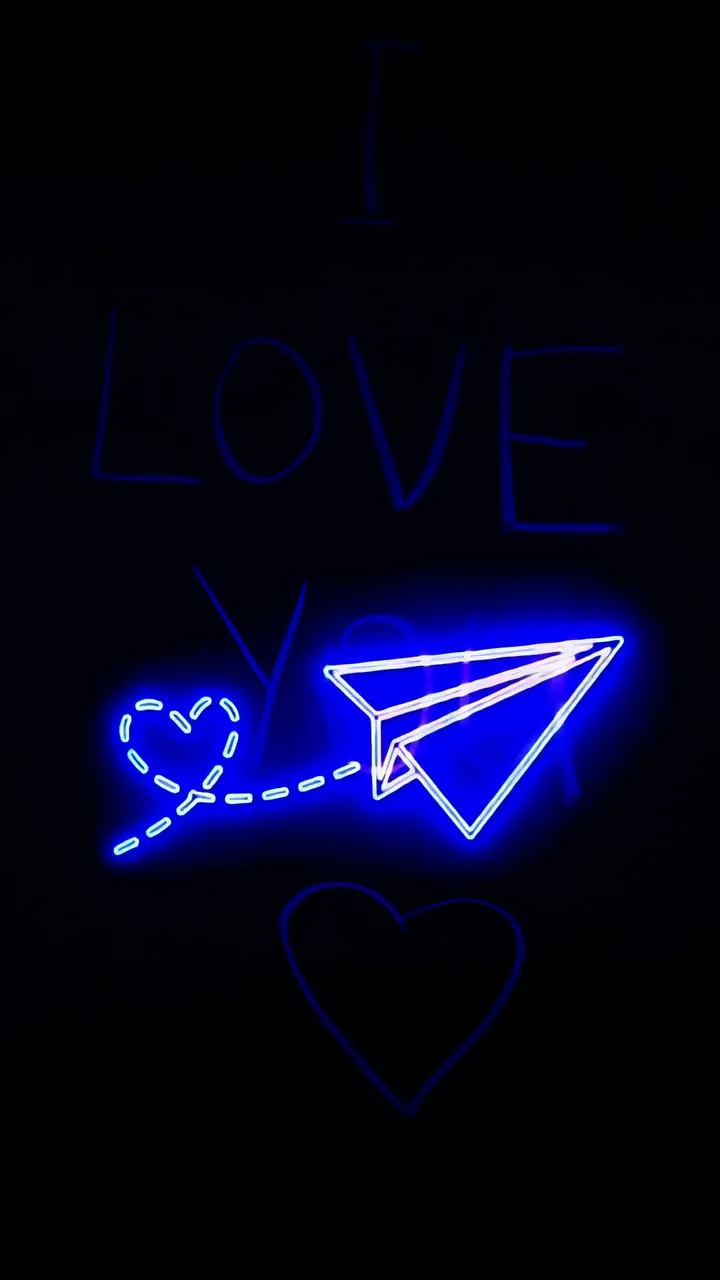 I Love You Neon Blue Paper Airplane Love Message