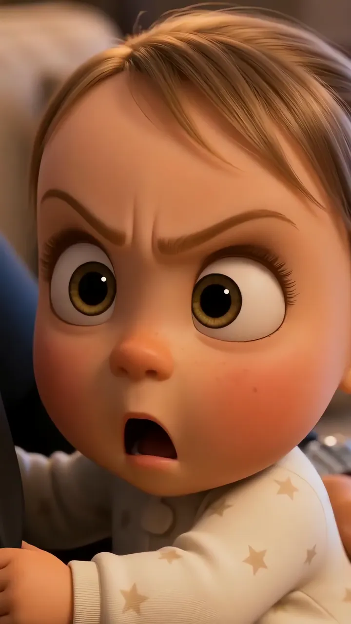 Angry Baby Boss Driving Car With Furious Expression