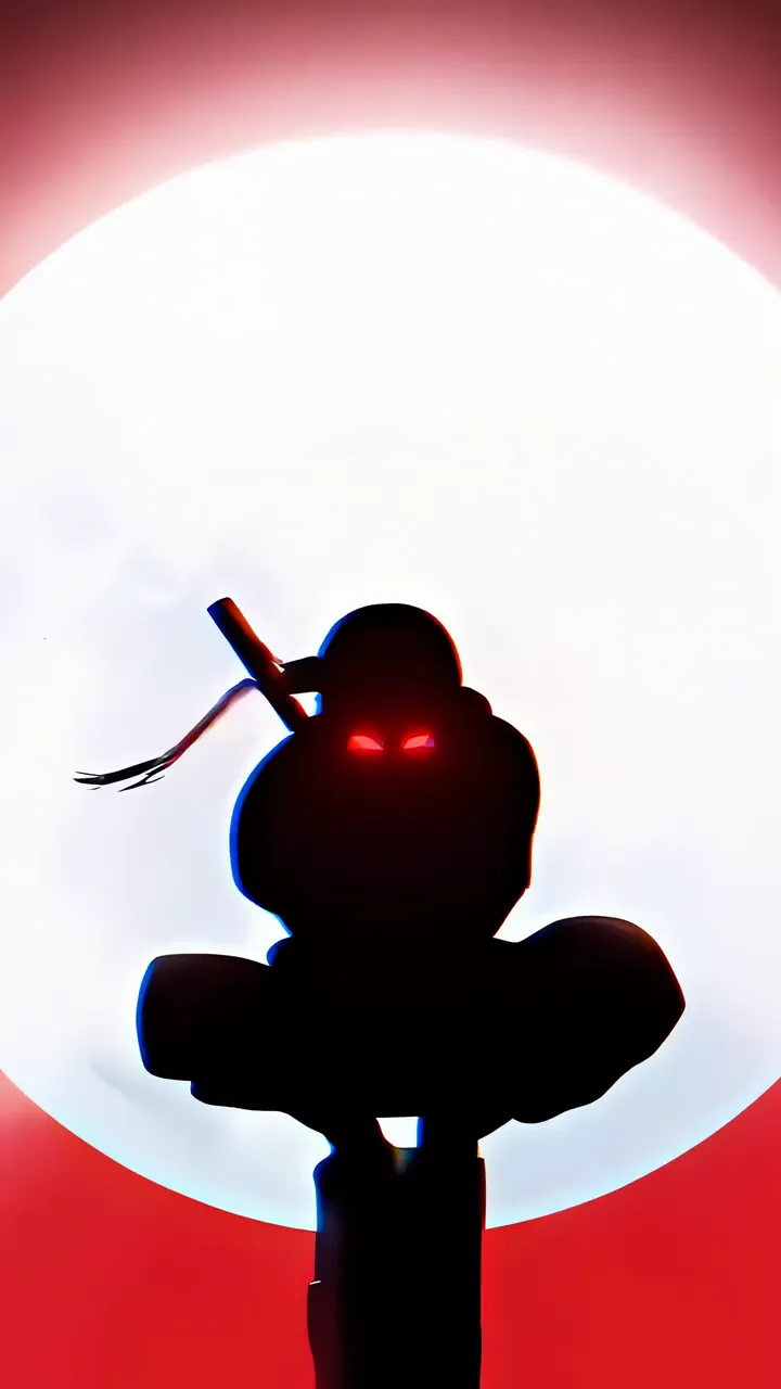 Itachi Uchiha Ghost Silhouette With Red Eyes And Full Moon