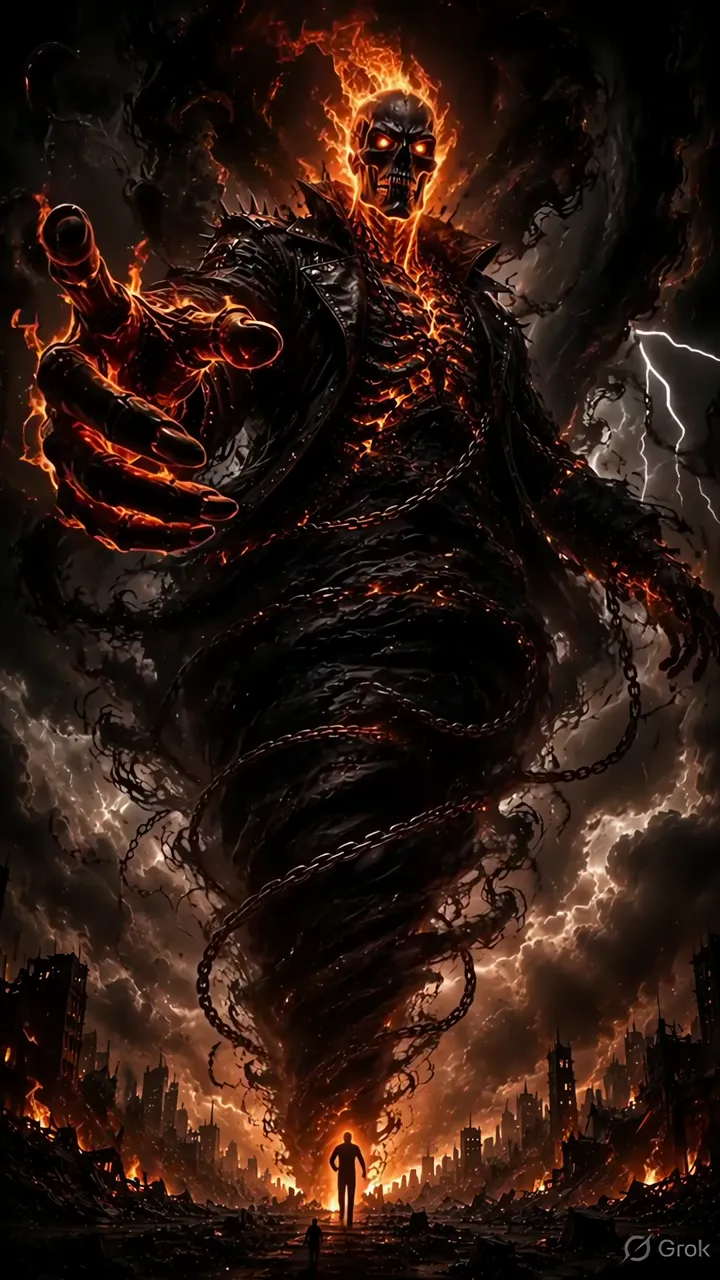 Ghost Rider Hellfire Fury With Chains And Lightning
