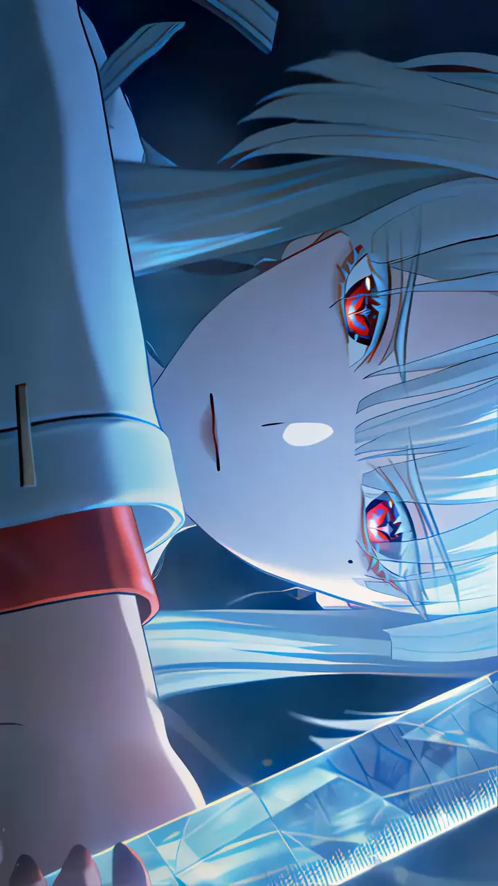 Hiyuki From Wuthering Waves Anime Girl With Red Eyes And Ice Sword