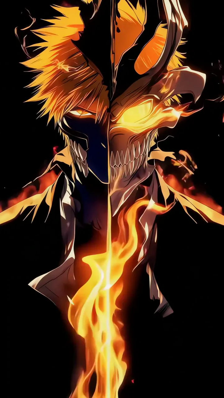 Ichigo Kurosaki Soul Reaper Flame Split Face