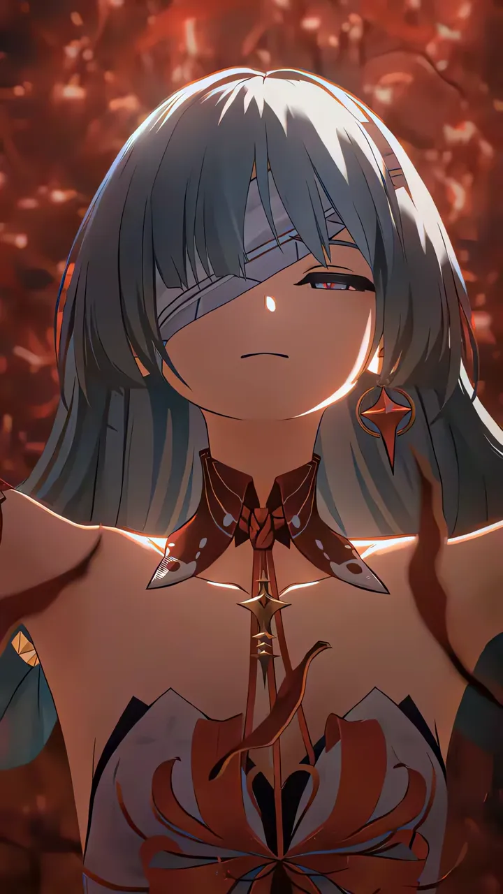 Phrolova Wuthering Waves Anime Girl With Red Eyes And Glowing Effect