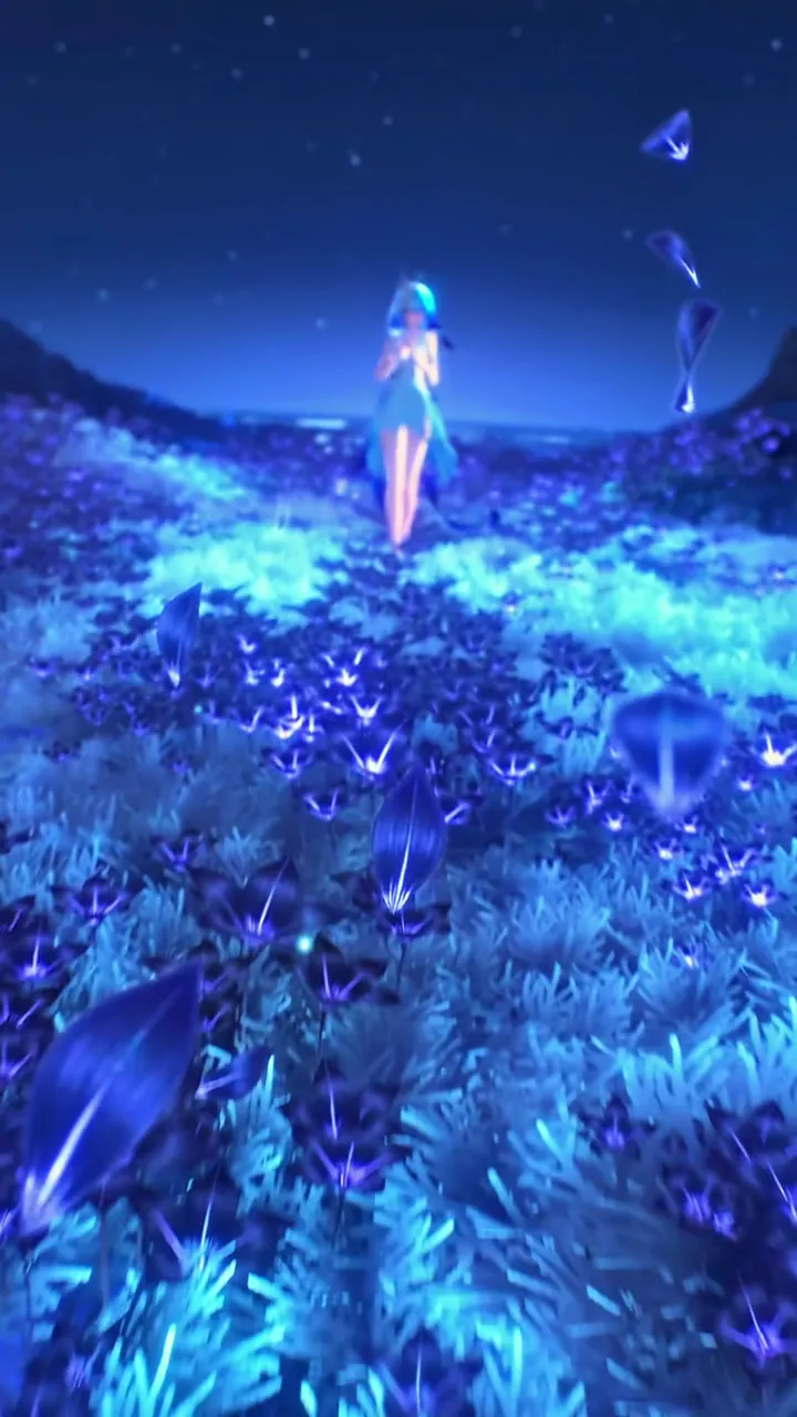 Shorekeeper Glowing Blue Night Field Wuthering Waves