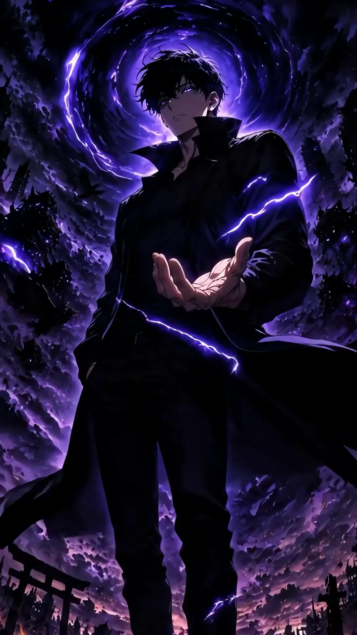 Solo Leveling Sung Jin-Woo Purple Lightning Power Anime