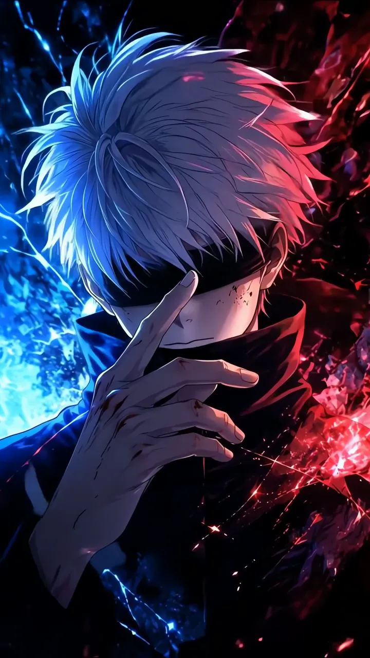 Satoru Gojo Dark Red And Blue Energy Jujutsu Kaisen