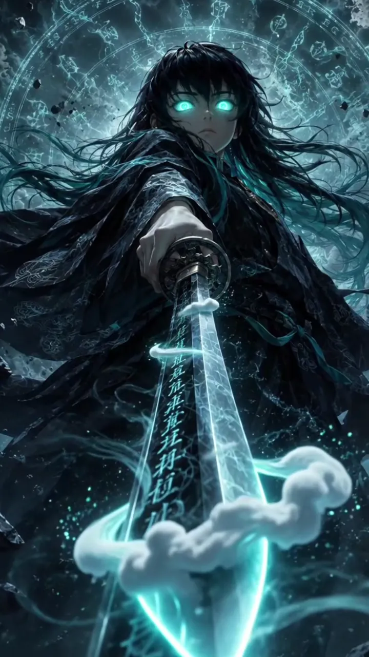 Mist Hashira Unleashed With Glowing Sword And Magical Aura