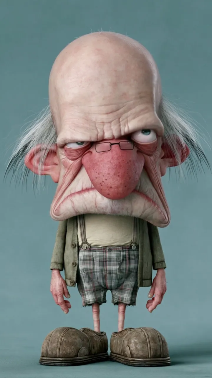 Angry Grandpa In Rage Mode With Glasses And Plaid Shorts