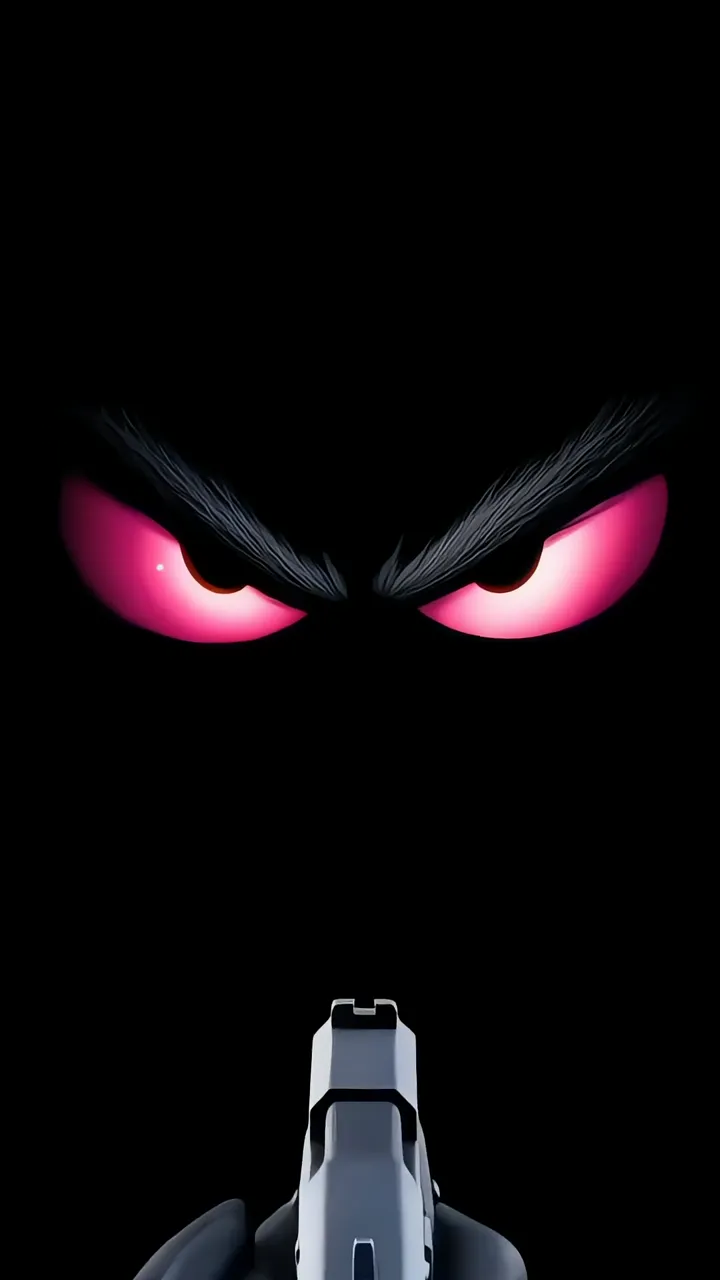 Angry Pink Eyes With Gun Gangster Live Wallpaper