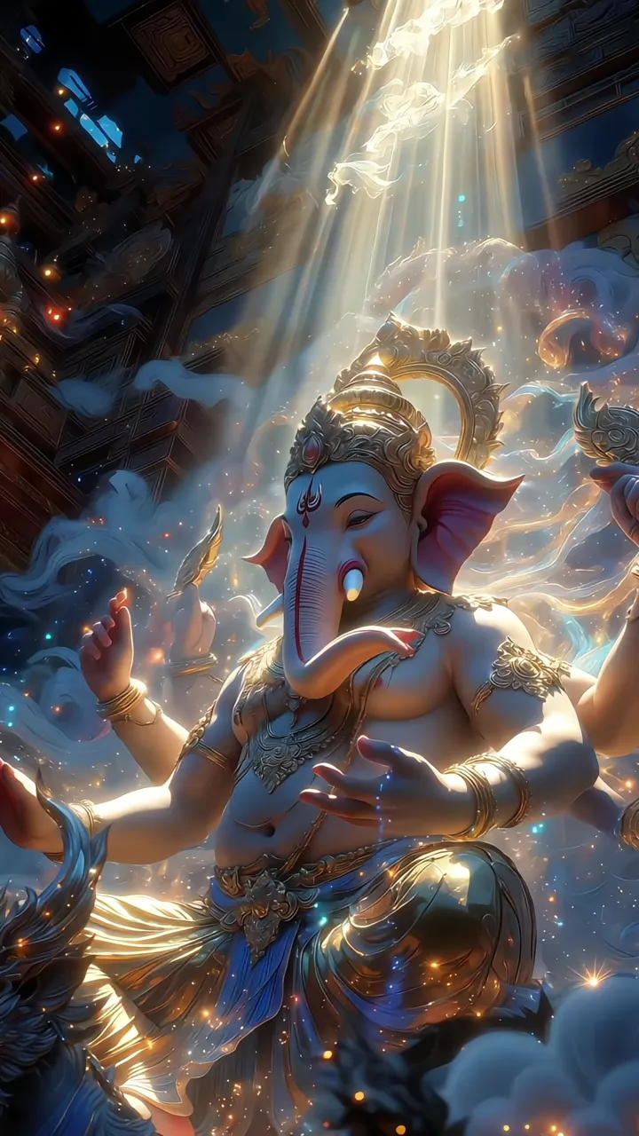 Ganesha Blessings With Divine Light And Golden Aura