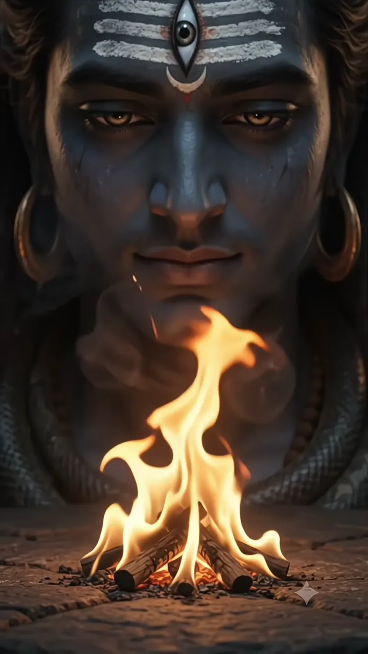 Shiva With Sacred Fire And Third Eye Aura