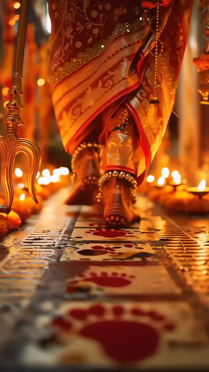 Shiva's Sacred Footsteps With Trishul And Diwali Lights