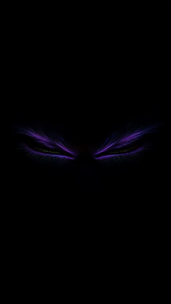 Purple Glowing Eyes With Long Eyelashes Dark Horror Scene