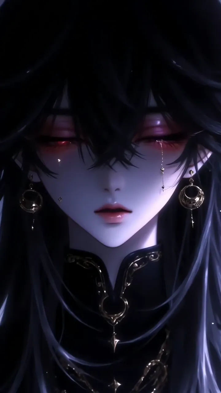 Dark Anime Boy With Red Eyes And Tear Drop