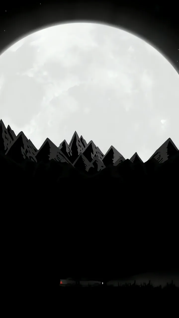 Moonrise Over Mountain Peaks Night Scene