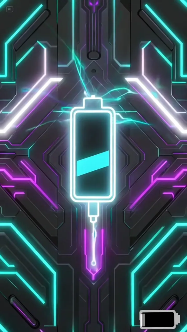 Futuristic Battery Charging Animated Background for AMOLED