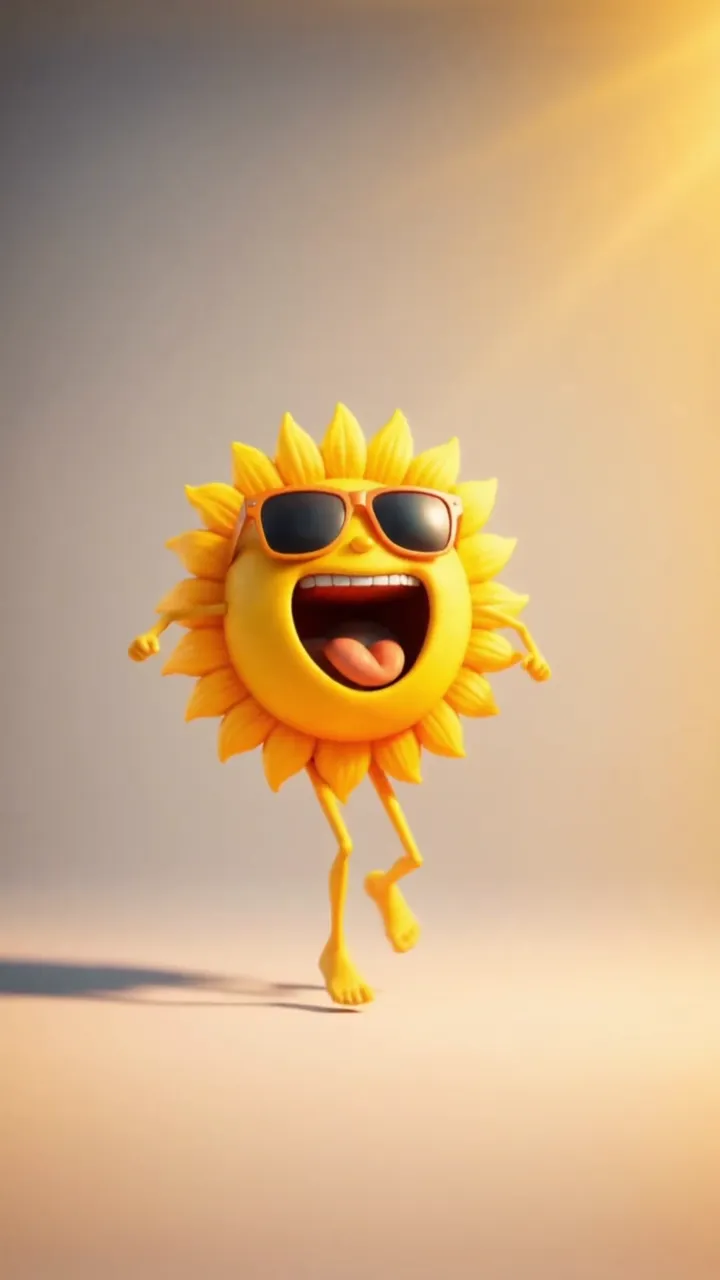 Happy Sun Character Dancing With Sunglasses Summer Live Wallpaper