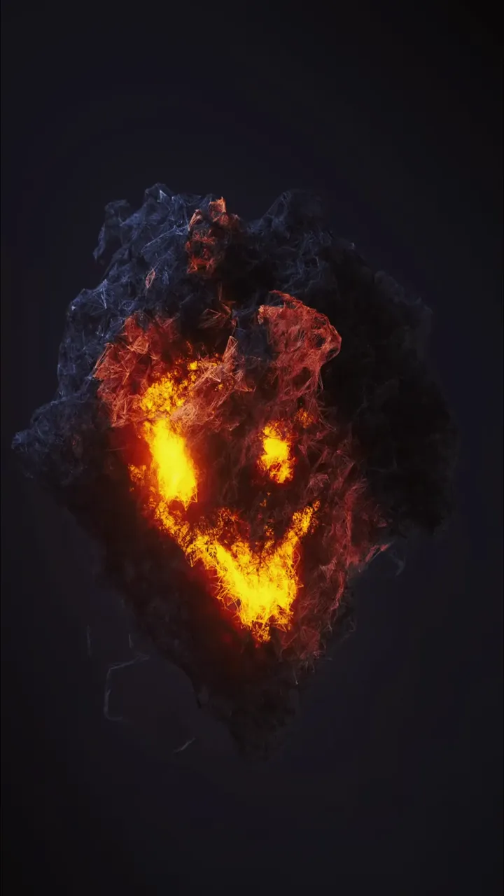 Spooky Burning Pumpkin With Fiery Glow Halloween