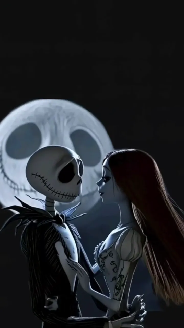 Jack Skellington And Sally Romantic Moonlit Kiss Scene
