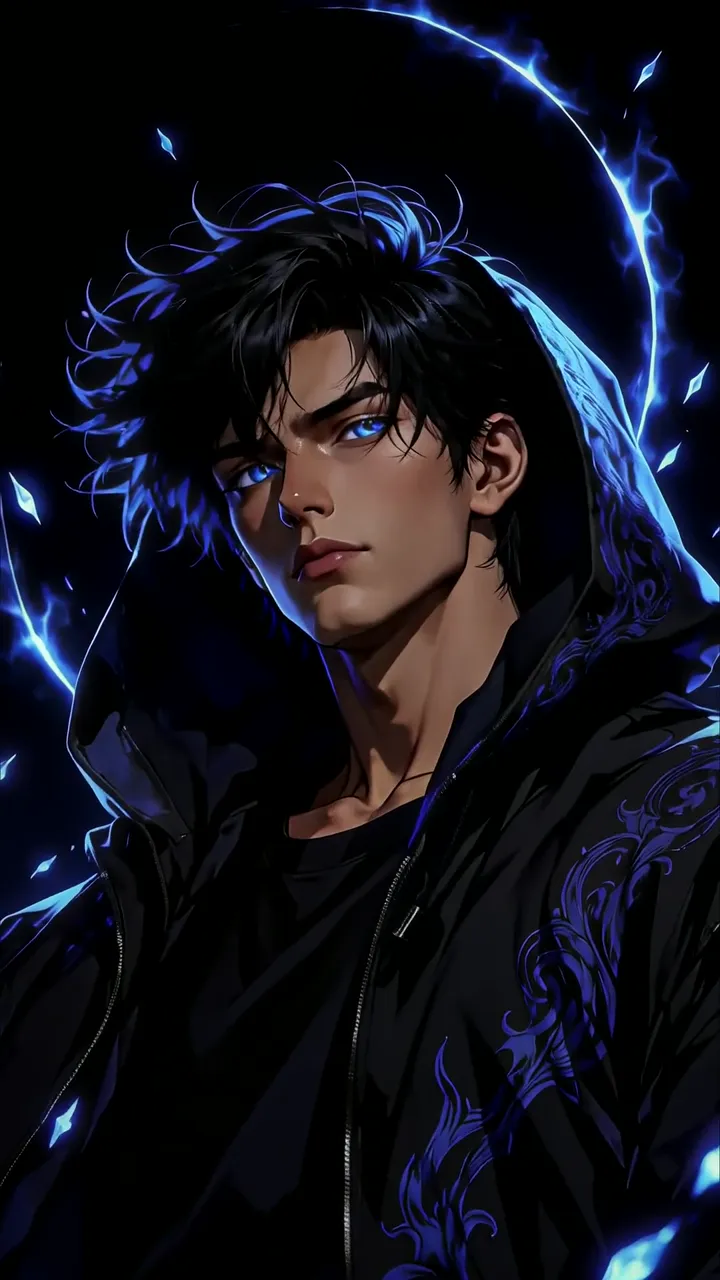 Mysterious Anime Boy With Blue Eyes And Electric Aura
