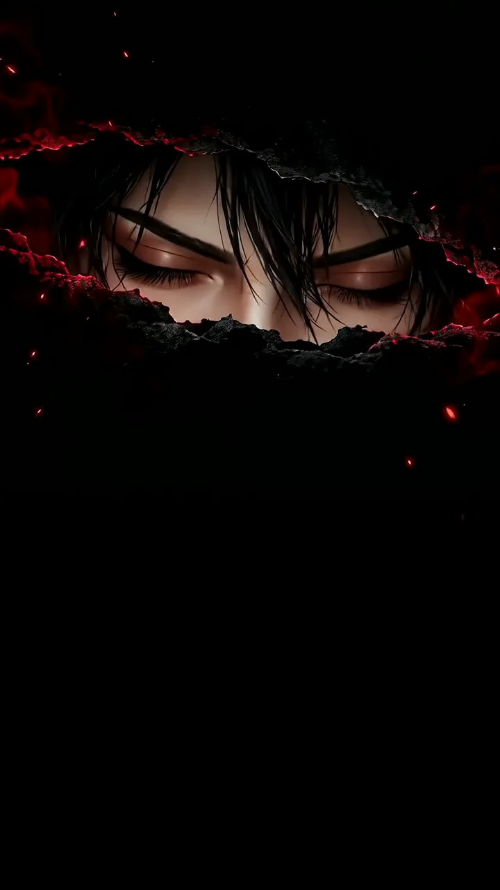 Anime Girl With Closed Eyes And Red Glow Effect