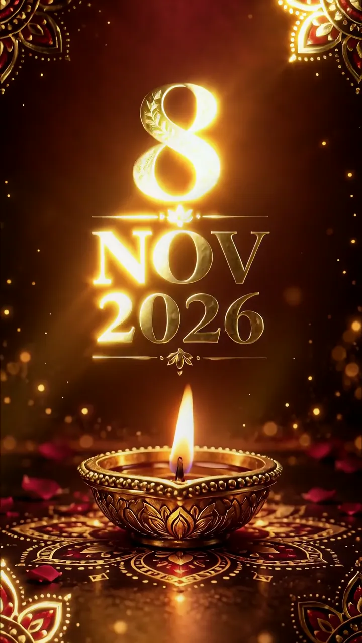Diwali Festival Celebration With Golden Diya And Floral Patterns