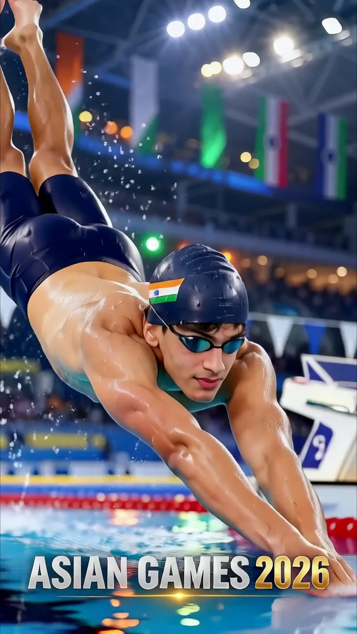 Indian Swimmer Dives Into Pool At Asian Games 2026