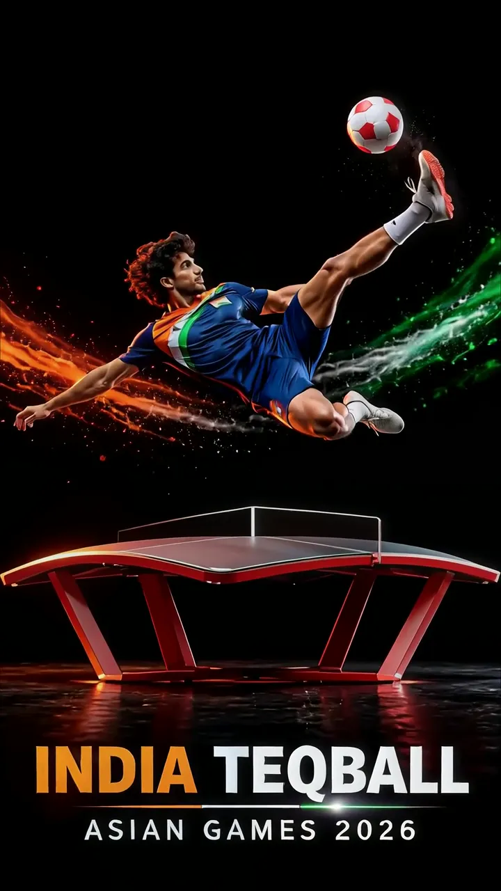 Indian Teqball Player Mid-Air Kick Asian Games 2026