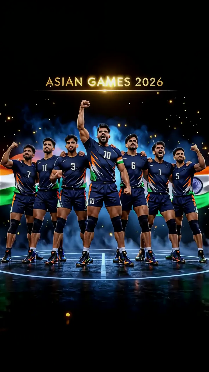 Indian Men's Volleyball Team Asian Games 2026 Victory Celebration
