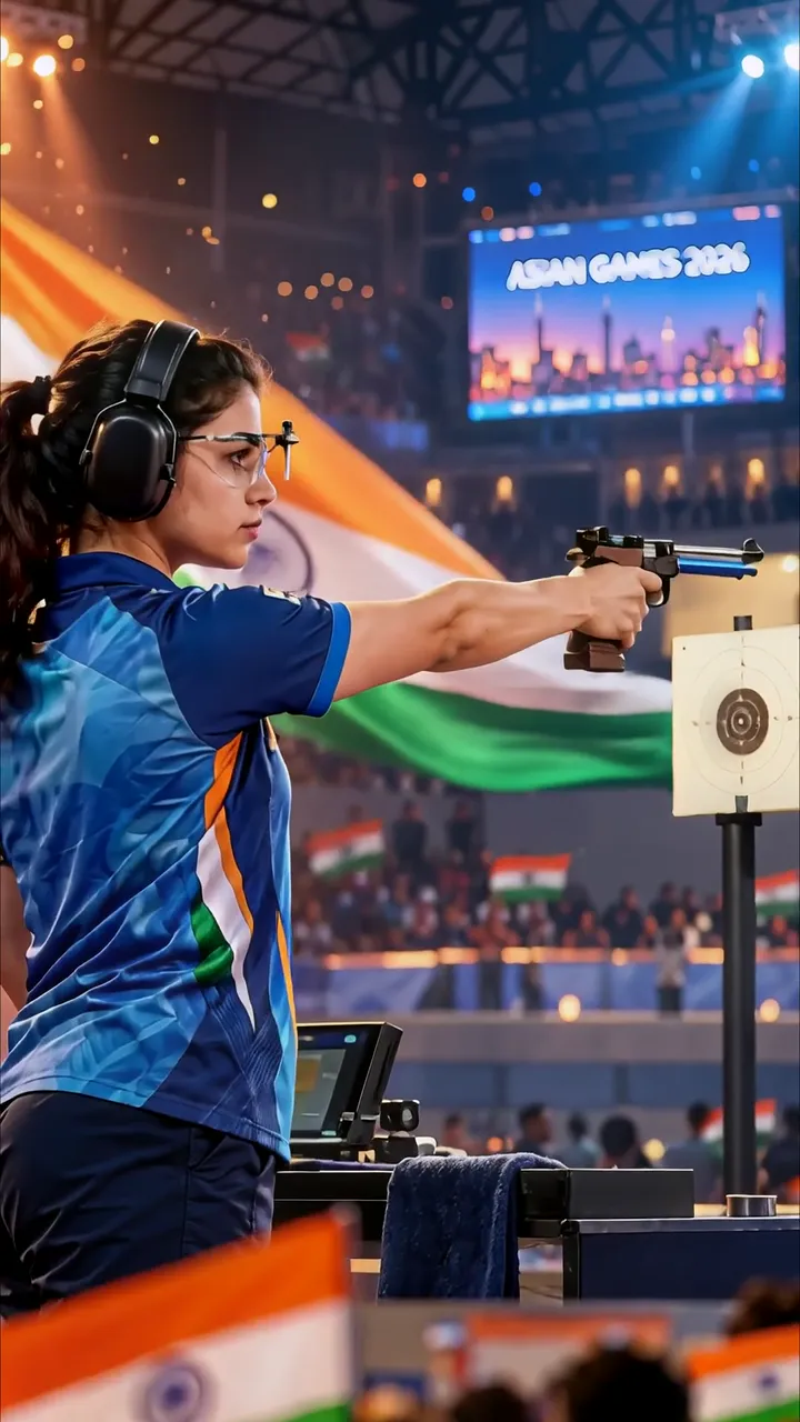 Indian Female Shooter Competing In Asian Games 2026 Olympic Style