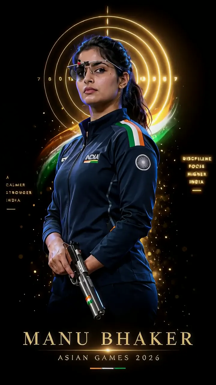 Manu Bhaker Asian Games 2026 Olympic Shooter With Golden Target