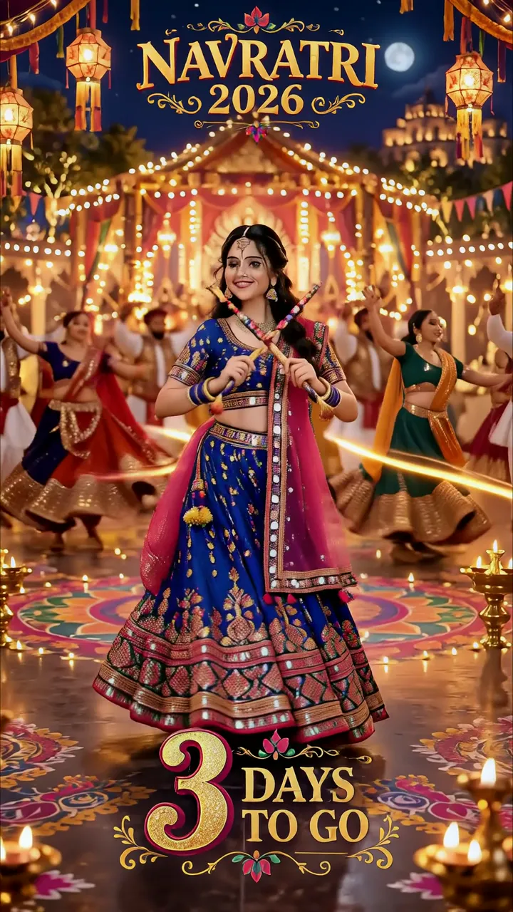 Navratri 2026 Dance Celebration With Traditional Lehenga And Diya Lights
