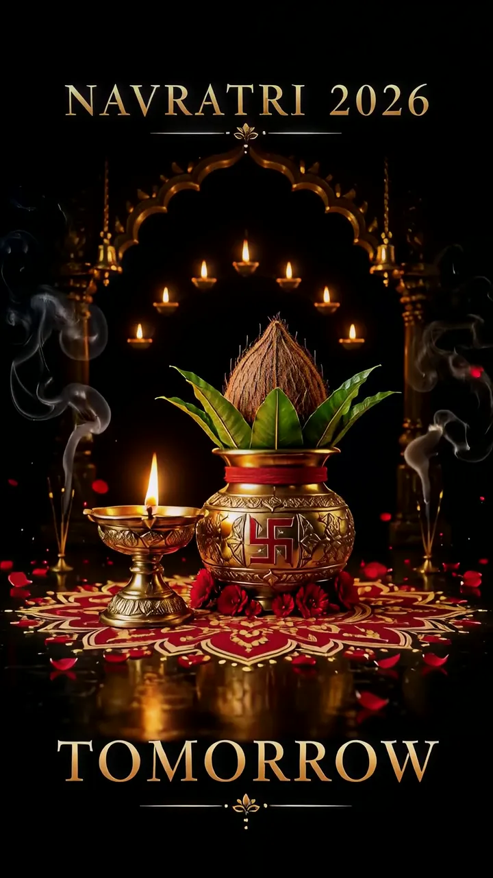 Navratri 2026 Puja Scene With Coconut And Diya