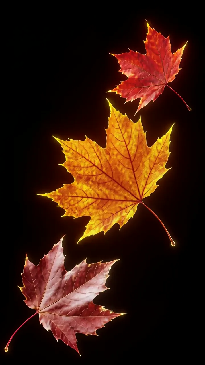 Glowing Maple Leaves Autumn Fall Motion