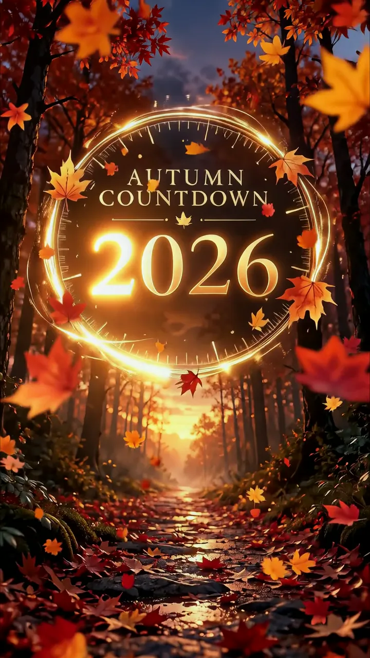 Autumn Countdown 2026 Glowing Clock In Maple Forest