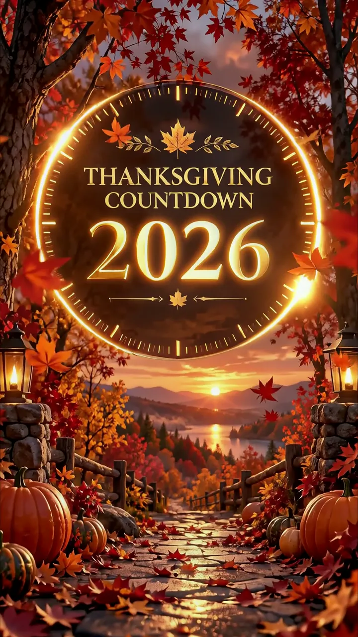 Thanksgiving Countdown 2026 Autumn Forest Path With Pumpkins