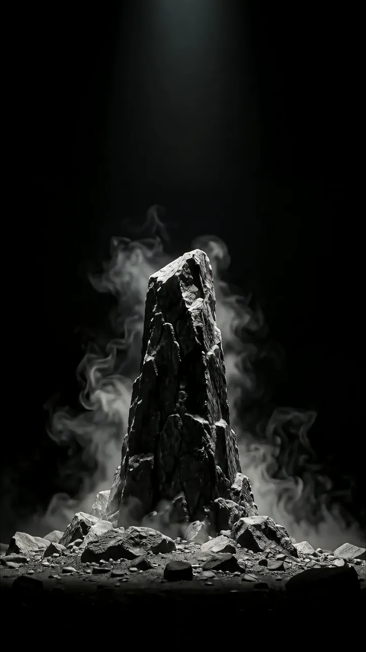 Mysterious Monolith Stone With Smoke And Dramatic Lighting