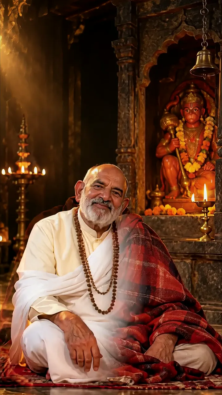 Peaceful Hindu Monk Meditation With Shiva Idol And Temple Candles