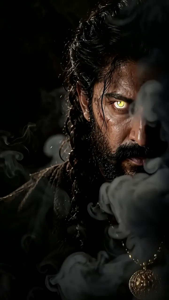 Karnan With Glowing Yellow Eye And Smoke Effect