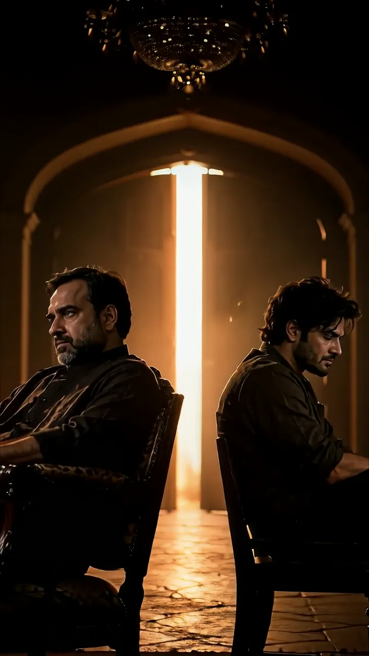 Two Men Facing Each Other In Dramatic Golden Light