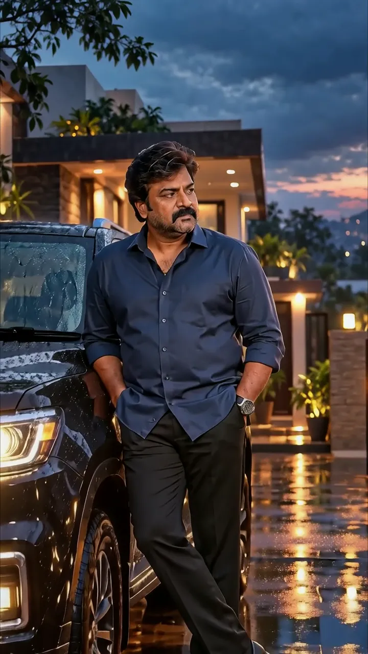 Actor Mohanlal Rainy Evening With Black SUV