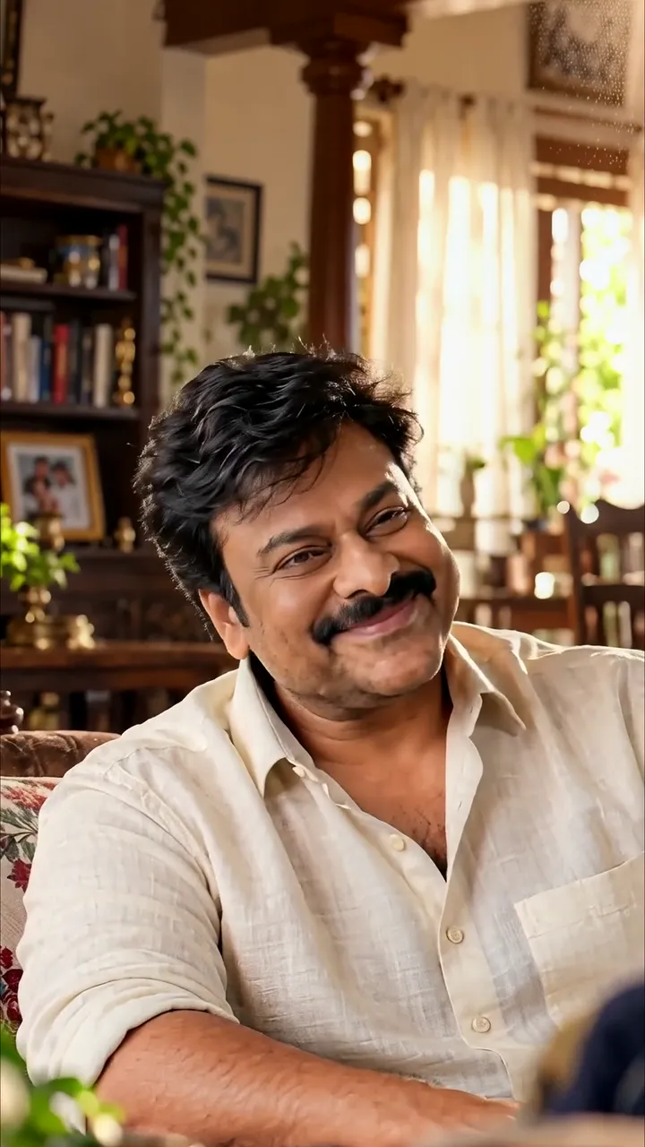 Chiranjeevi Smiling In Cozy Living Room With Sunlight