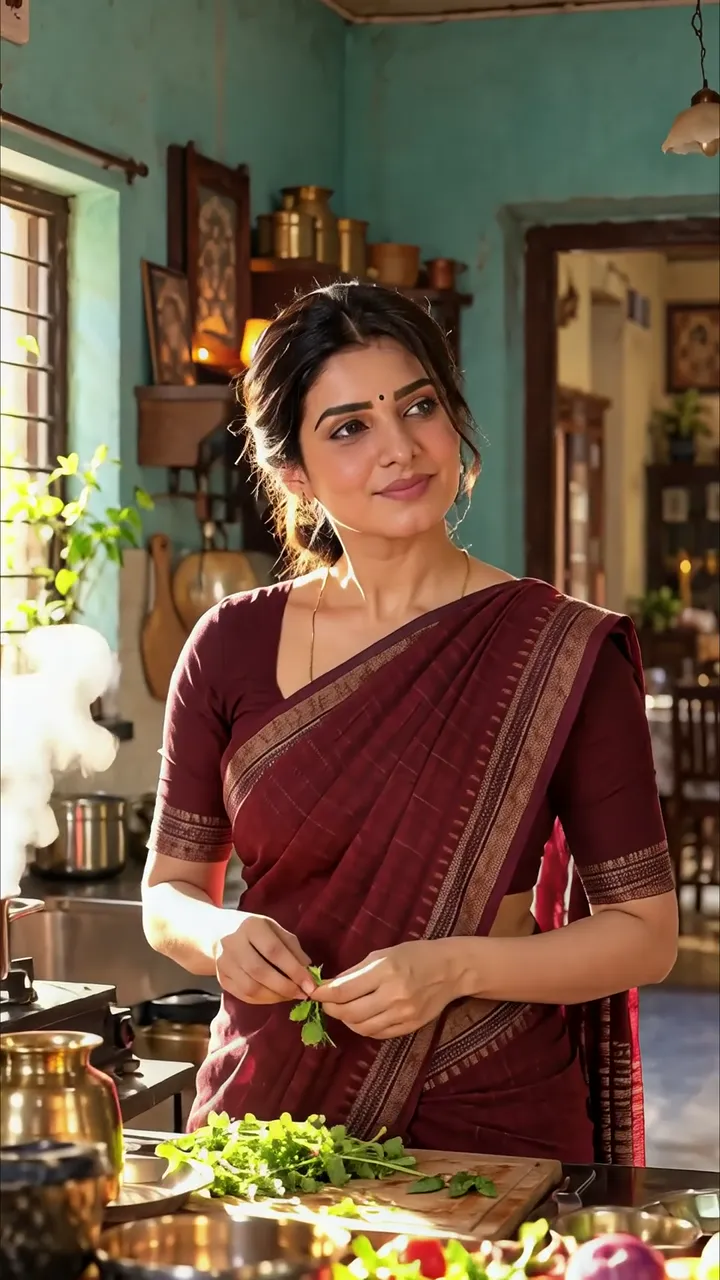 Samantha Ruth Prabhu Cooking In Traditional Indian Kitchen