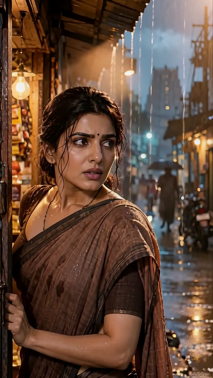 Samara Mukherjee Rainy Street Drama Scene