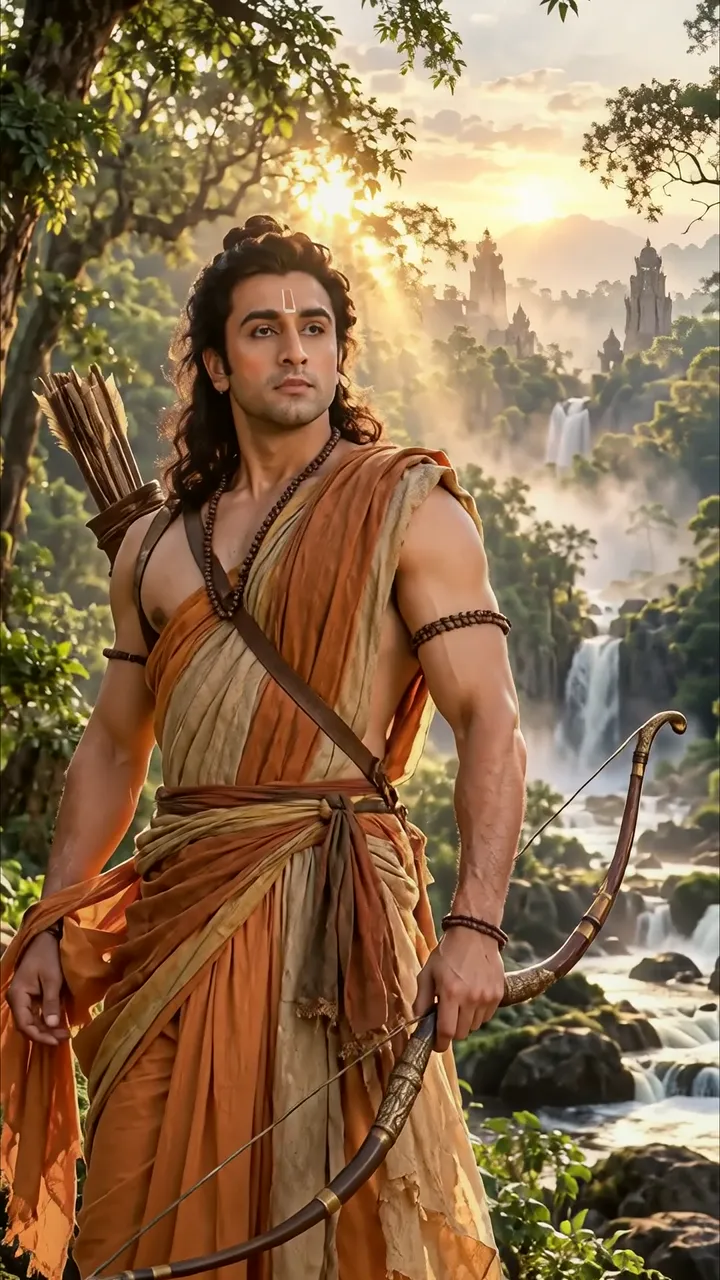 Rajinikanth As Lord Rama In Jungle With Bow And Arrow