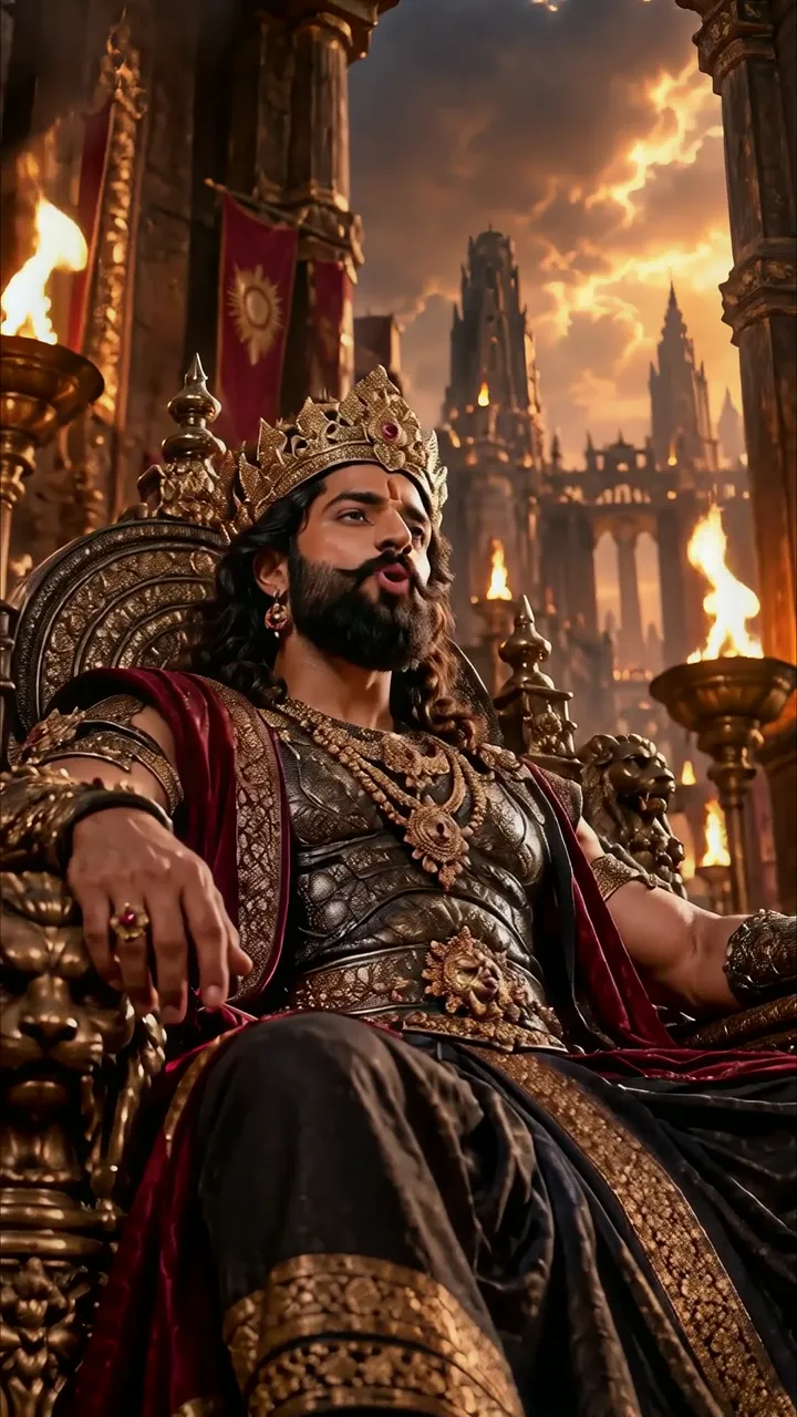 King Duryodhana Majestic Throne Throne Room Epic Mahabharata